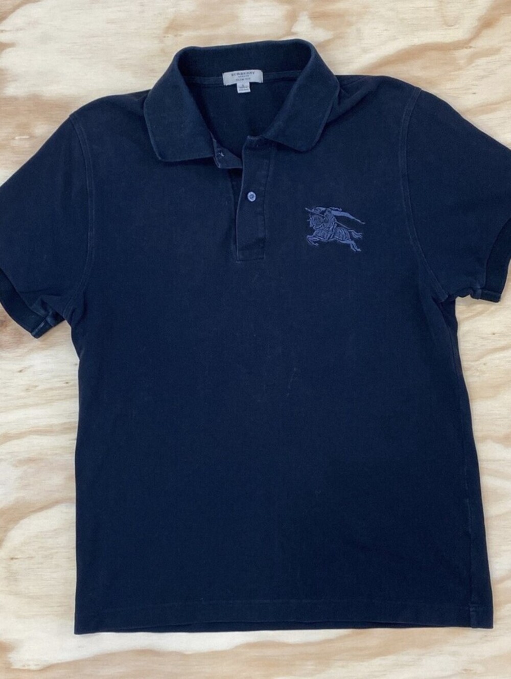 BURBERRY London Slim Logo Embroidered Piqué Polo Shirt L